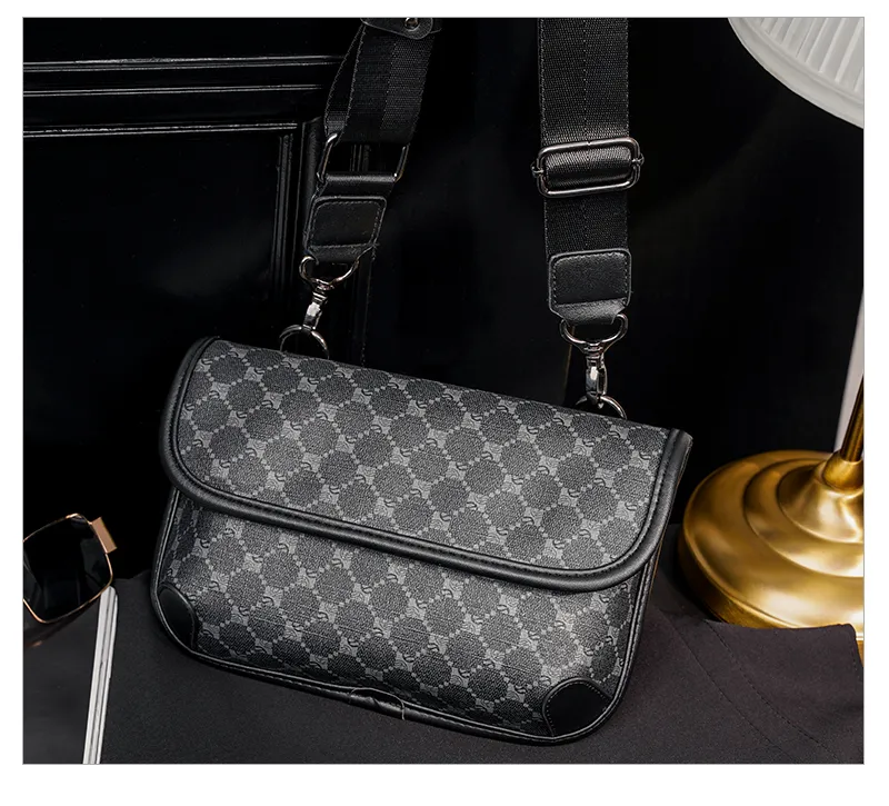 LEBSGE Men Small Diagonal Square Bag Pu Leather Black Color Street Style  Small Shoulder Bag Mobile Phone Bag Crossbody Bag