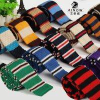 SHENNAIWEI 2023 New Wool Knit Tie Casual Korean Flat-Head 5cm Narrow Striped Necktie MenS Knitting 20 Color