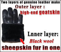 Winter Mens Leather Gloves Goatskin Deerskin Pattern Gloves Sheepskin Wool Thickening Warm Leather Wool Integrated Genuine New