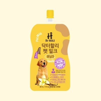 dr holi pet milk pouch นมสำหรับสุนัข 200ml 1box 10unit vanilla for dog นมเกาหลี นมวานิลลา นำเข้าจากเกาหลีแท้ 닥터할리펫밀크 바닐라