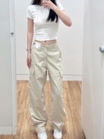 Uniqlo autumn womens casual trousers multi-pocket high waist wide-leg straight-leg pants loose overalls 461643