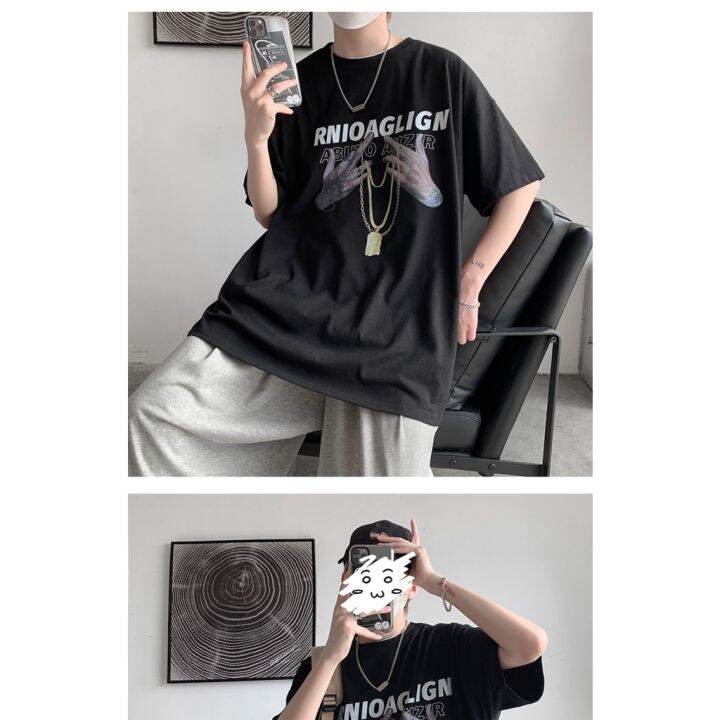 size-s-8xl-เสื้อยืดแขนสั้นขนาดใหญ่เสื้อยืดฮิปฮอปฤดูร้อนใหม่เสื้อยืดแขนสั้นเสื้อยืดสไตล์ยุโรปและอเมริกาอินเทรนด์แขนสั้นเสื้อยืดผู้ชาย