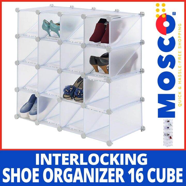 16 Cube Interlocking Shoe Rack Organizer Heavy Duty Storage for 32 pairs of shoes Lazada PH