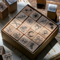 16 pcsset Retro plant flowers decoration stamp wooden rubber stamps for scrapbooking stationery DIY craft standard seal