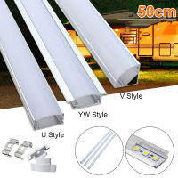 50CM U/V/YW-Style Aluminum Channel Holder Milk Cover End Up For LED Strip Light Bar Under Cabinet Lamp Mounting Clips