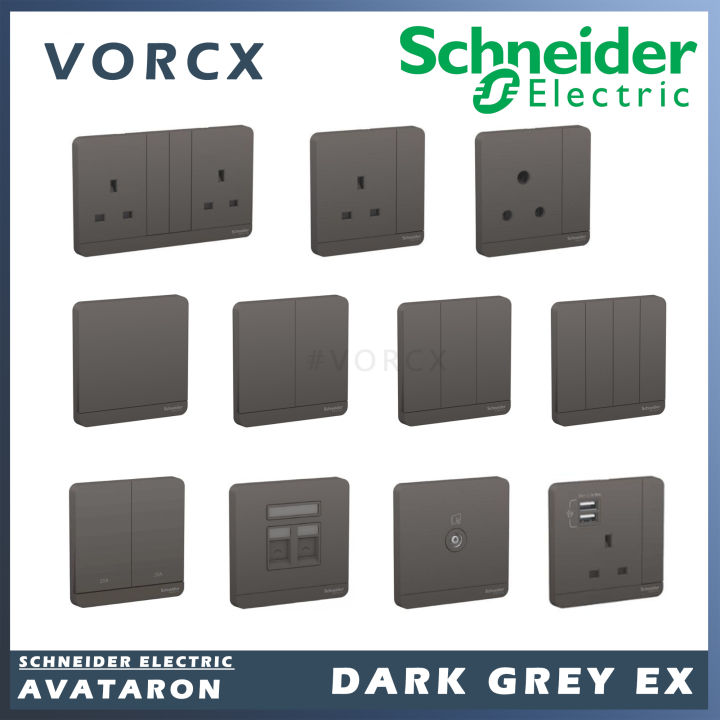 Schneider AvatarOn Series (LED & Extra) Dark Grey Switches & Socket ...