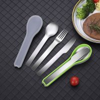 Tableware Dinner Knife Fork Spoon Travel Utensils Set Stainless Steel Cutlery Set Flatware Set with Case Reusable Portable Box Flatware Sets