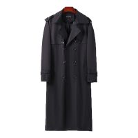 ผู้ชาย Trench สไตล์อังกฤษเสื้อฤดูใบไม้ร่วงฤดูหนาว Windbreaker Super ยาว Mens Over The Knee Coat ธุรกิจ Casual Streetwear 9XL