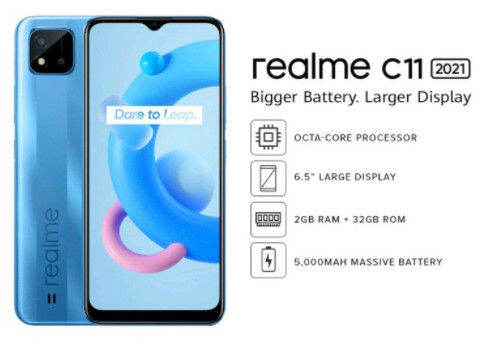 realme-c11-2021-โทรศัพท์มือถือ-มือถือ-เรียวมี-โทรศัพท์realme-โทรศัพท์-หน้าจอ-6-52-นิ้ว-กล้อง-8-mp-กล้องหน้า-5mp-ความเร็ว-1-6-ghz-android-หน่วยความจำ-ram-2-gb-rom-32