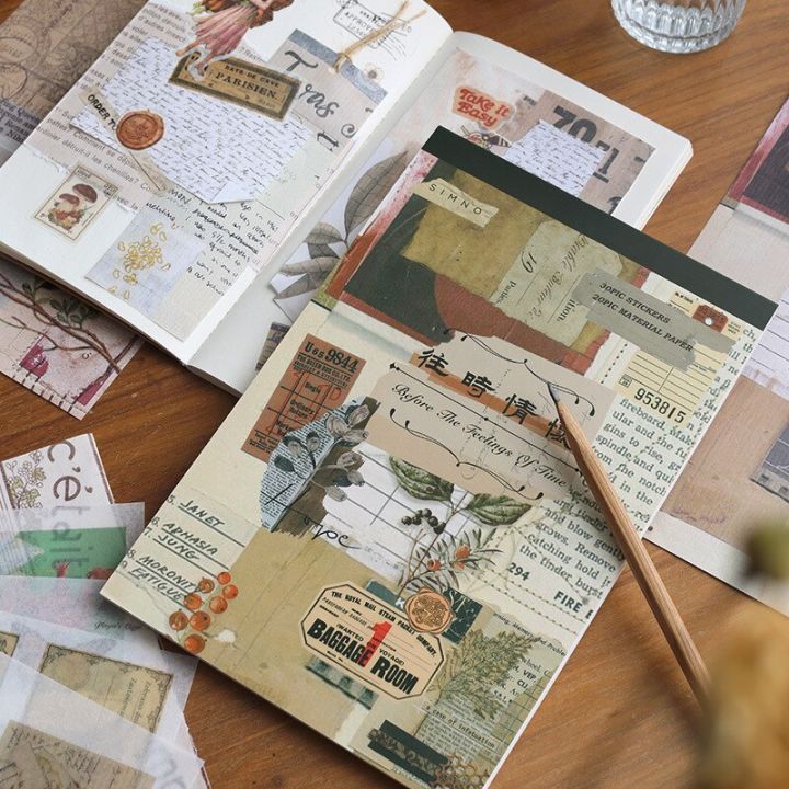 50 Pcs Vintage Retro Material Papers Scrapbooking Supplies Kit ...