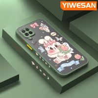 YIWESAN เคสโทรศัพท์ปลอกสำหรับ Samsung Galaxy A22 4G A22 5G เคส M22ลายการ์ตูนน่ารักกระต่ายบางมีน้ำค้างแข็งโปร่งใสแข็งขอบเคสป้องกันเลนส์กล้องซิลิโคนคลุมทั้งหมดเคสกันกระแทก