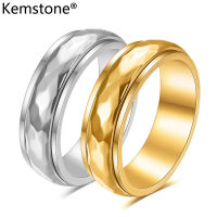 Kemstone เครื่องประดับผู้หญิงสำหรับผู้หญิงแหวนชุบทองเงินบรรเทาความวิตกกังวล6มม. ทำจากสเตนเลสสตีลสามารถหมุนได้