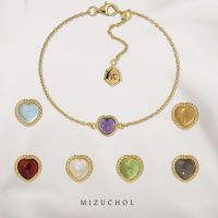 Mizuchol-กำไล(โซ่เล็ก)เสริมดวงความรักประจำวันเกิด Darling Bracelet  พลอยแท้ ตัวเรือนเงินแท้ (ชุบทองคำแท้)