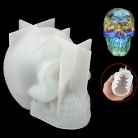 3D Skull Silicone Mold 3D Resin Casting Mold Halloween Resin Mold Trick Toy Mold Bone Shaped Halloween Mold Silicone Resin Casting Tool Epoxy Process Home Decoration Skull Candle Mold Halloween Candle Mold