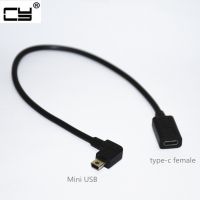 USB 3.1 Type c Female to USB Mini USB male 90 Degree Right Angled Convert adapter Cable 25cm Data charger Cable