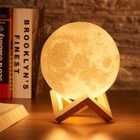 3D Print Moon Lamp Rechargeable 2 Color Touch Moon Lamp LED Night Light Childrens Night Lamp Bedroom Decoration Birthday Gifts