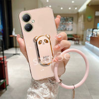 เคสสมาร์ทโฟนพร้อมส่งสำหรับ VIVOV29 VIVO Y78 Y36 Y27 Y02 Y02A Y02T V29 V27 V27e V25e V25 Pro 5G 4G เคสโทรศัพท์ขอบตรงชุบโลหะพร้อมที่ใส่ที่ตั้งรูปหมีข้อมือน่ารัก + สายรัดข้อมือป้องกันทุกแพ็คเคสแบบนิ่ม