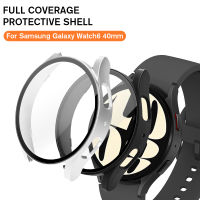 กระจกเทมเปอร์ + Casing PC แข็งสำหรับ Samsung Galaxy Watch6 40มม. อุปกรณ์เสริมของสมาร์ทวอทช์ป้องกันหน้าจอ