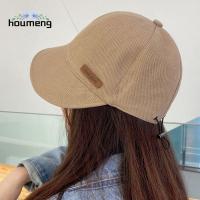 HOUMENG เรียบง่ายลำลองผ้าฝ้ายย้อนยุคสำหรับเด็กผู้หญิงหมวกใส่กลับด้านหมวกแก๊ปสำหรับหมวกกะบังกีฬาสำหรับผู้หญิงหมวกสไตล์หมวกเบสบอลสไตล์เกาหลีหมวกชาวประมง