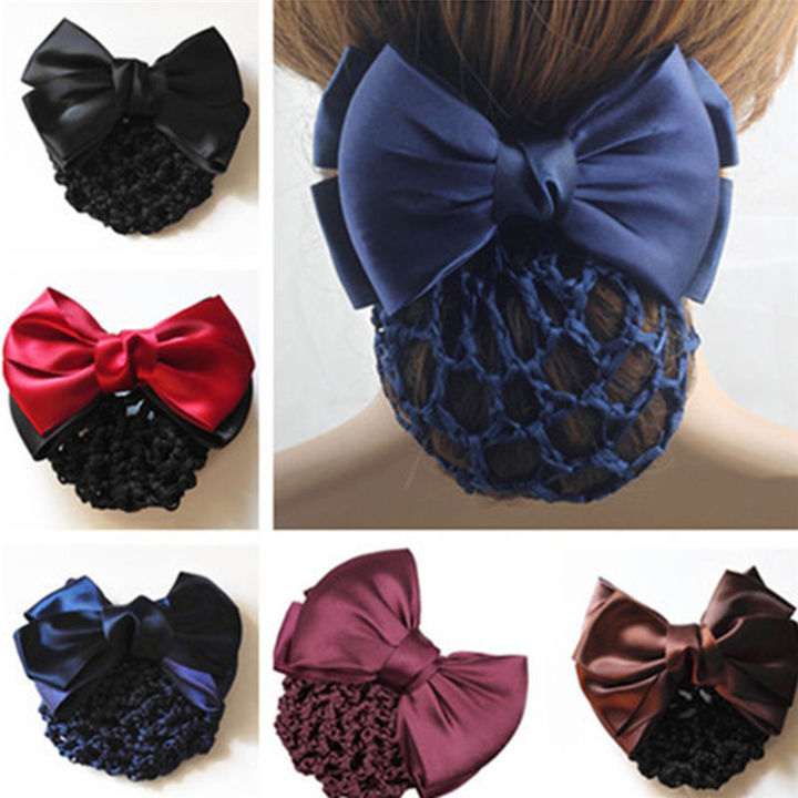 shiqinbaihuo-โบว์-barrette-lady-hair-clip-cover-bowknot-bun-ผู้หญิงผู้หญิงอุปกรณ์ผมใหม่