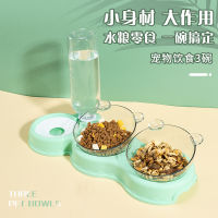 Spot parcel post Bowl Wholesale Plastic Dog Bowl Double Bowl Automatic Drinking Water Anti-Tumble Food Basin Bowl Cute Cat Bowl Cat Bowl