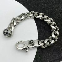 Unisex Retro Chrome 925 Sliver Cross Hearts Bracelet Accessories Bracelets