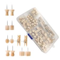 135pcs Classic Wooden Pushpins Set Decorative Pushpins Paper Photo Memo File ThumbTacks for School Office Message Board