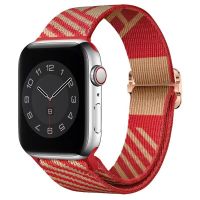 ✁♘✾ สายไนลอนสำหรับ Apple Watch Series Ultra 8 7 45mm 41mm สายรัดข้อมือแบบยืดหยุ่นปรับได้สายรัดข้อมือ iwatch 6 5 4 3 SE 44mm 42mm 40mm