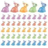 Mini Rabbit Figurines 50pcs/set Resin Bunnies Bulk Glow in the Dark Rabbits Fairy Garden Decorations for Parties Yards Patio Potted Plants and Flowers gorgeously