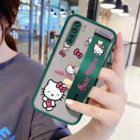 UCUC เคสโทรศัพท์เคสสำหรับ OPPO A91กรณี (สายรัดข้อมือ) กันกระแทก Frosted กลับการ์ตูนน่ารัก Hello-Kitty ปลอกขอบฝาครอบเลนส์ป้องกันเลนส์โทรศัพท์บางเฉียบกรณี