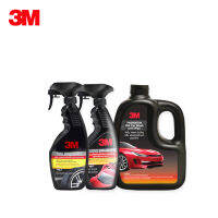 3M ผลิตภัณฑ์ล้างรถผสมแว๊กซ์ 1ลิตร &amp; เพิ่มความเงาเคลือบสี 400มล &amp; เคลือบเงายางรถยนต์ 400มล