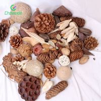 【LZ】✼☇►  50G Christmas Mixed Pine Cone Material Pack Dry Branches Lotus Flower Ornaments DIY Immortal Artificial Flower for Xmas Decor