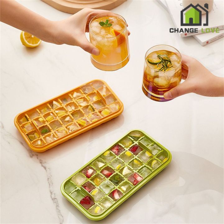 Ice Cube Tray with Lid and Bin Ice Cube Trays for Freezer Quick Demould  square Ice Cube Molds Party Whiskey Drink Kitchen Gadget