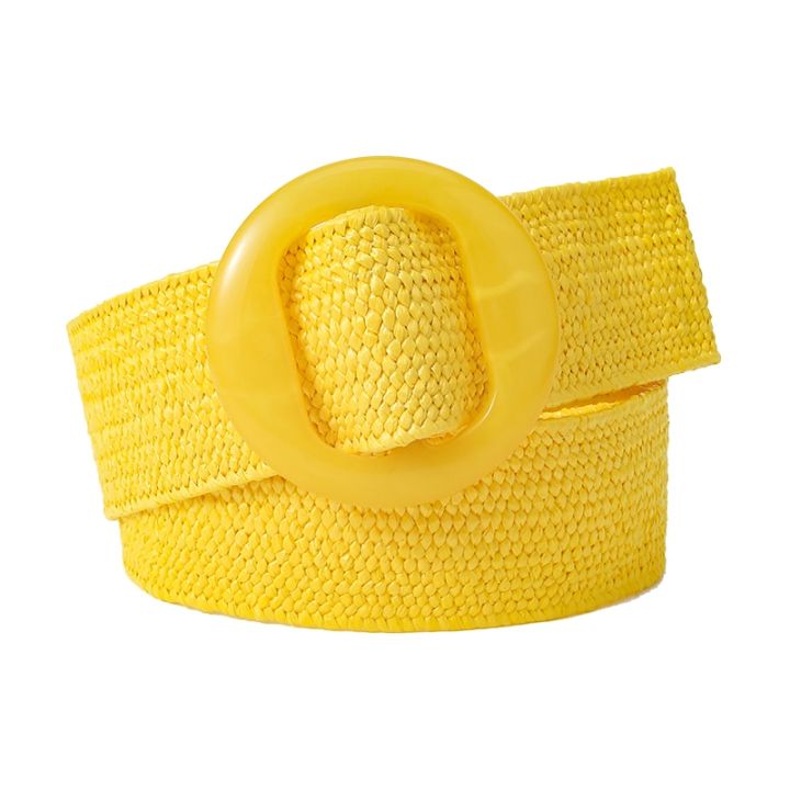 beltox-women-straw-woven-elastic-wide-belt-solid-color-with-matching-plastic-buckle