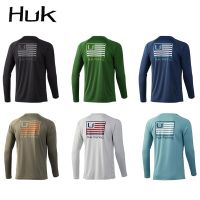 HUK เสื้อแขนยาวตกปลา Uv สำหรับผู้ชาย,เสื้อเจอร์ซีย์ใส่กลางแจ้งฤดูร้อน Upf 50ระบายอากาศได้ดี