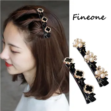 Duckbill Tooth-shaped Braided Flower Hair Side Bangs Hairpin