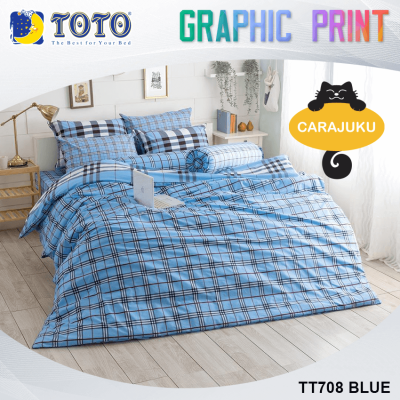 TOTO (ชุดประหยัด) ชุดผ้าปูที่นอน+ผ้านวม ลายสก็อต Scottish Pattern TT708 BLUE สีน้ำเงิน #โตโต้ 3.5ฟุต 5ฟุต 6ฟุต ผ้าปู ผ้าปูที่นอน ผ้านวม กราฟฟิก