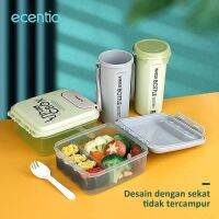 Ecentio - กล่องอาหารกลางวัน พลาสติก สองชิ้น สีอ่อน 1000 มล.