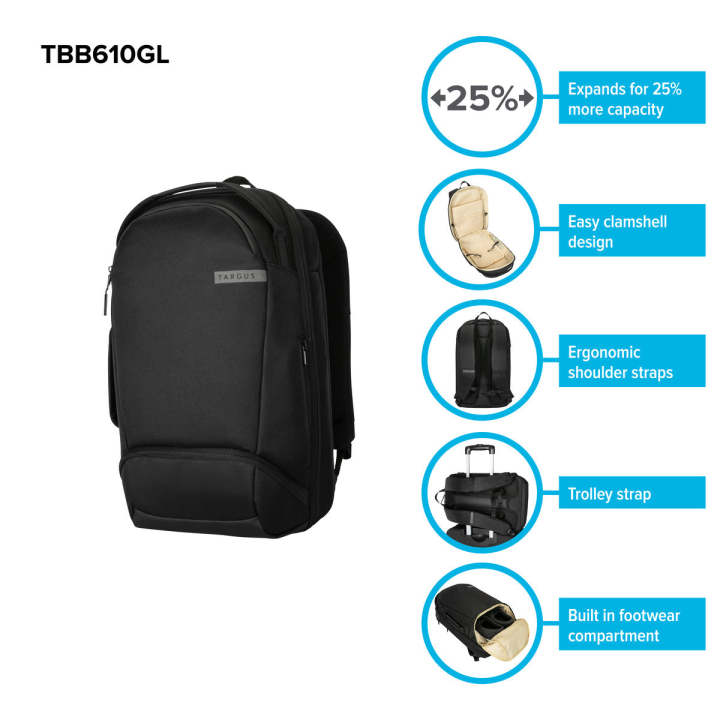 targus-tbb610gl-15-16-work-expandable-27l-daypack-กระเป๋าเป้-ของแท้-ประกันศูนย์-limited-lifetime-warranty