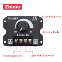 ﺴ✽✔ LED Dimmer Switch 30A Aluminum Regulator Adjustable Controller for Silicone Single Color LED Strip Light Lamp