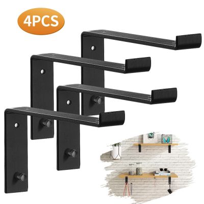 【CC】 4 Shelf Brackets with Screws Industrial Braces Wall Mounted Shelving Table Holder