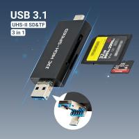 JJC UHS-II SD MSD การ์ดรีดเดอร์ USB 3.1/ไมโคร USB 2.0/Type C USB 3.1ไปยัง SD Micro การ์ดความจำอะแดปเตอร์เมมโมรี่การ์ดสำหรับพีซีที่แลปท็อปโทรศัพท์ OTG จัดส่งอย่างเป็นทางการ