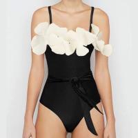 New One-piece Swimsuit Female Korean Elegant Hollow Out Bikini French Style Womens Swimsuit Hot Spring Flower Black Swimsuit