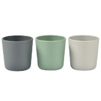 BEABA เซ็ตถ้วยน้ำซิลิโคน 3 ชิ้น Silicone Anti Slip Cup - Frosty Green