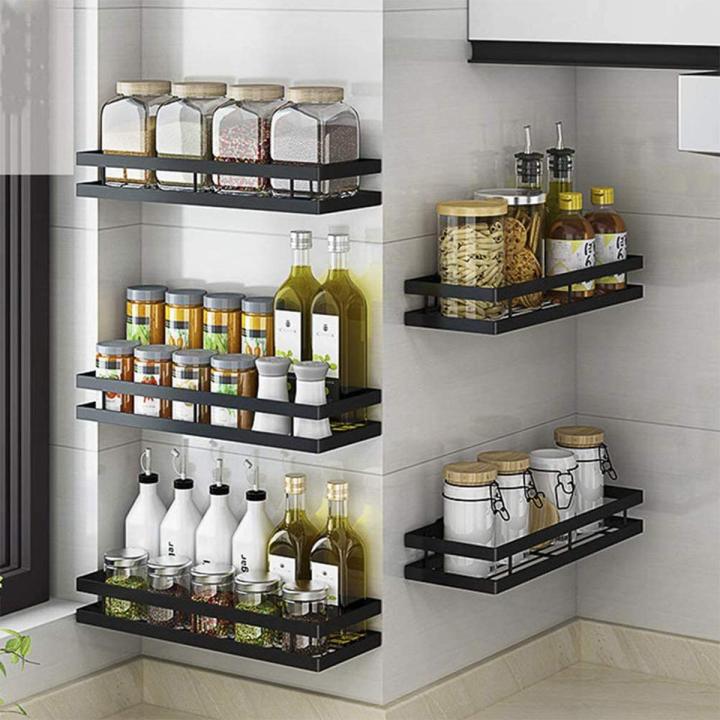 Spice Bottle Clips Rack Kitchen Storage Wall Mount Adhesive Spice