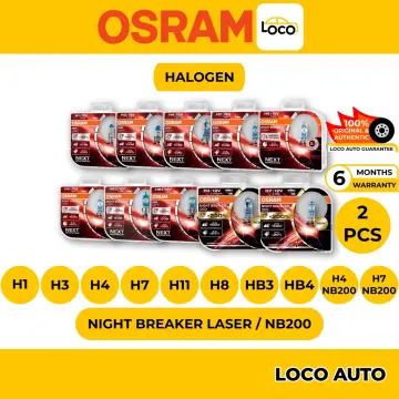 OSRAM H4 H7 H11 Night Breaker 200 Halogen Car Headlight New Gen +200%  Bright Original Auto Lamps Made In Germany 9003 HB2, 2pcs
