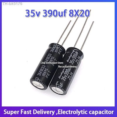 ✲♀ 5pcs New Rubycon imported electrolytic capacitor 35v 390uf 8X20 ruby zlh high frequency and long life