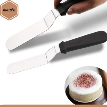3pcs/set Stainless Steel Kitchen Baking Tools With Curved Spatula (6in),  Baking Scraper (8in) And Cream Smoother(10in)