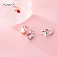 Modian New 925 Sterling Silver Mini Tiny Rabbit Carrot Asymmetry Hoop Earring for Women Fashion Ear Pin Fine Jewelry Kids Gift