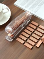 Rose Gold Color Stapler Set Transparent Design Binder 24/6 Staples Stationery Office Binding Tool School Supplies F6331 Staplers Punches